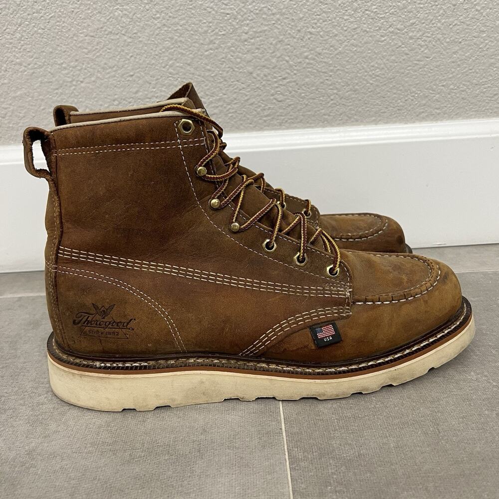 Thorogood Heritage 6″ Mens Size 9.5D Brown Trail Crazy Horse Moc Toe Boot Shoes